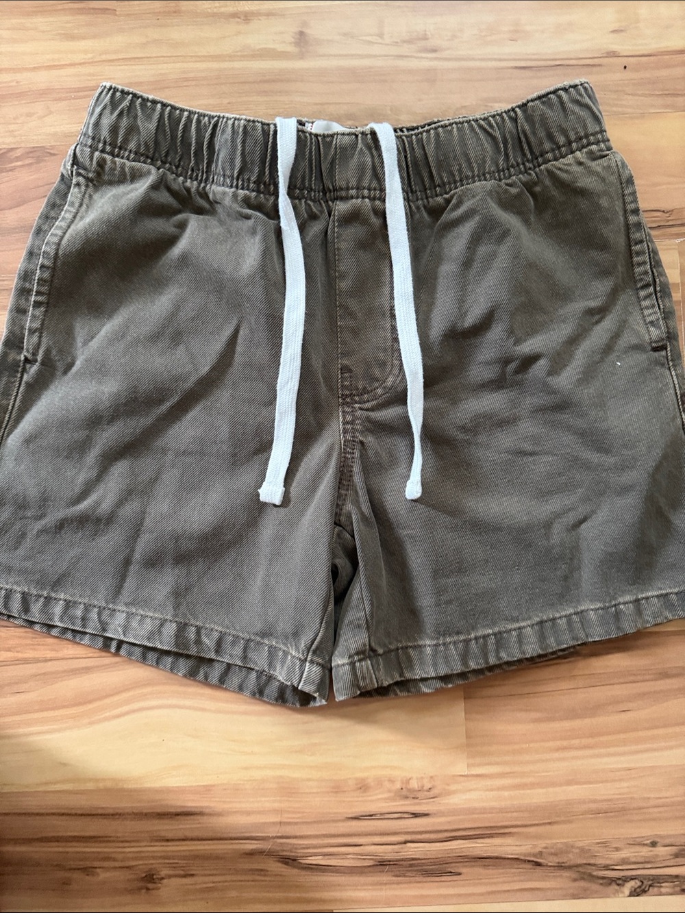 BDG Olive Green Elastic Waist Shorts with White Drawstrings
